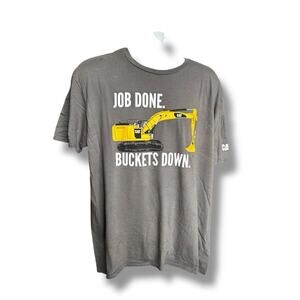CAT Caterpillar Graphic T-shirt Tracked Excavator Job Done Buckets Down Gray XL